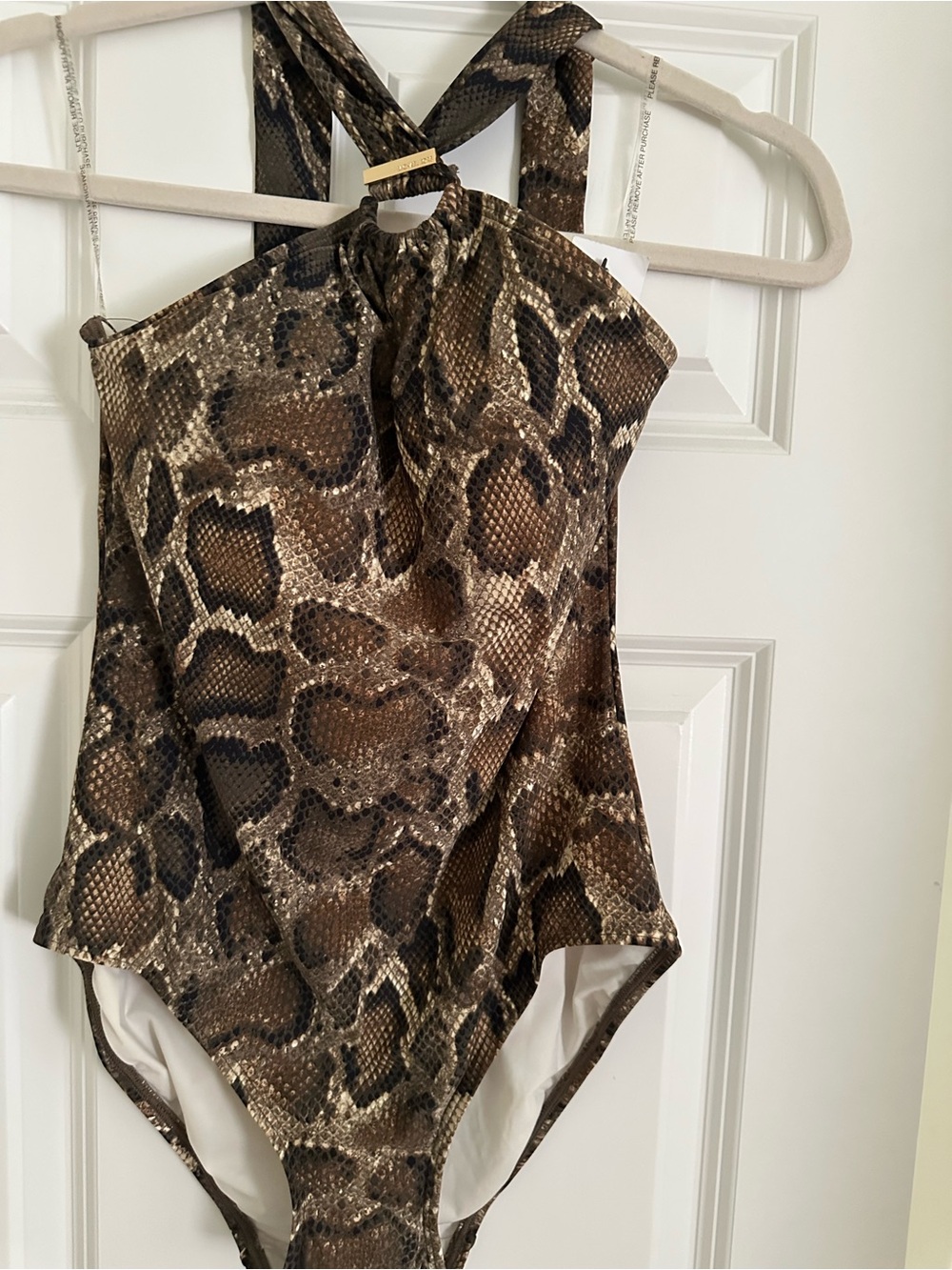 Michael Kors Brown Snake-Print One-Piece Swimsuit